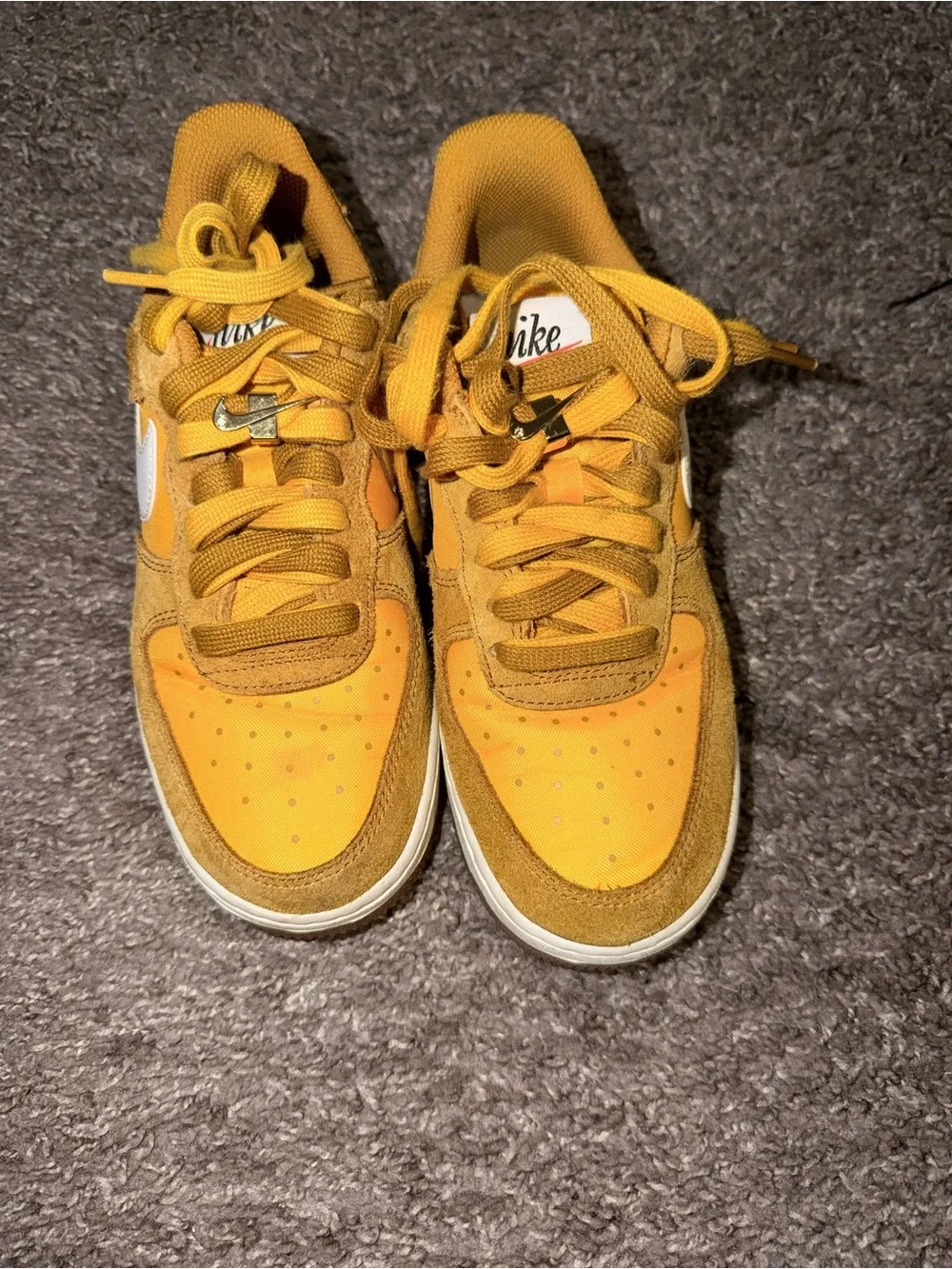 Nike Women’s Yellow Low-Top Sneakers with Gold Lace Charms